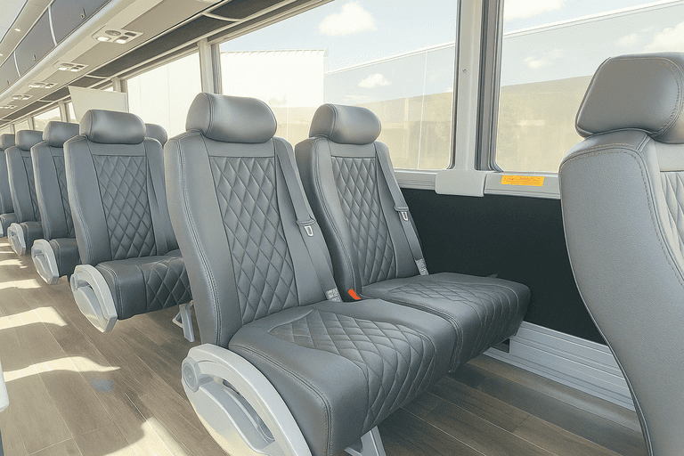 interior of Coach Bus Sugar Land charter bus