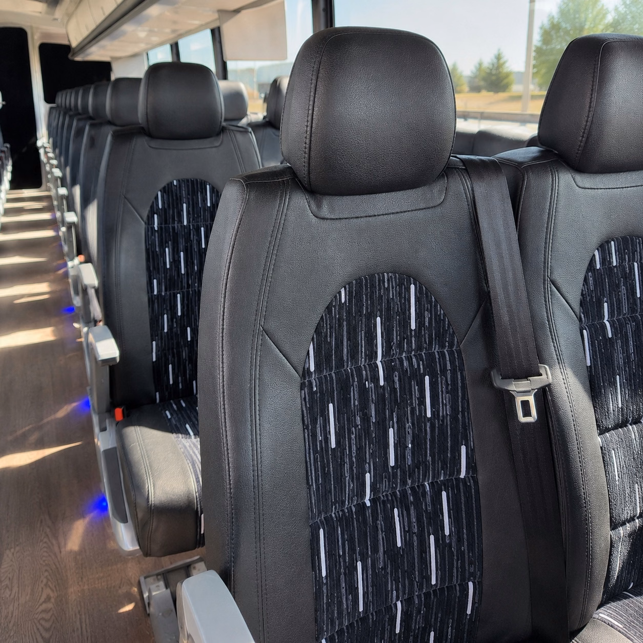 56 passenger charter bus inside